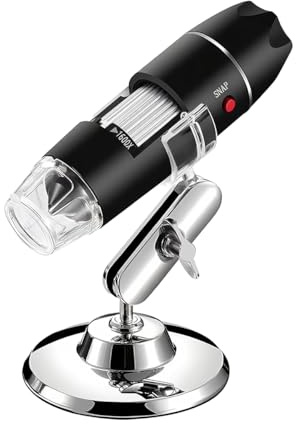 Nicear Microscopio Digital USB 50X-1600X - Cámara HD con WiFi/Cable y 8 LED para Android y Windows, portátil para Uso científico e Industrial.