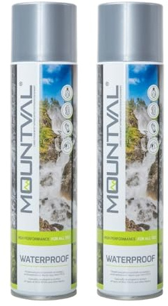 Mountval Spray Impermeabilizante Repelente al Agua contra la Humedad y la Suciedad para Equipamiento de Exterior, Waterproof (2 x 400 ml - 2 x 13.52 FL. Oz.)