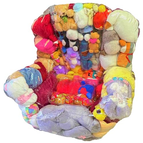 FALESOUL Clear Stuffed Animal Bean Bag Chair Cover for Kids, 35.4x23.6x31.5 in Waterproof PVC Plush Toys Storage Kids Beanbag Chair Cover with Zipper for Children Plush Toys Storage & Organizing