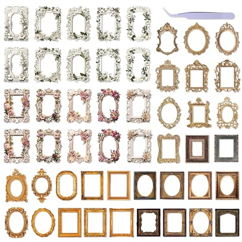 YiiHHooN Cornice in Pizzo Scrapbook, 110 Pezzi Vintage Scrapbooking Cornice, Mini Cornici Pizzo Scrapbook in Rilievo Mini Cornici per Foto Accessori per Journaling Scrapbooking Accessori