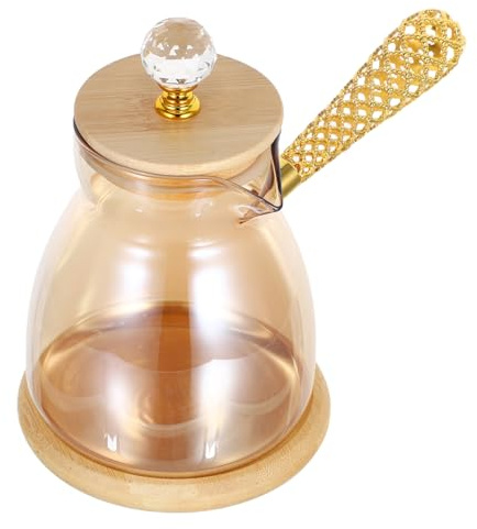 HONITANO Caffettiera Turca in Vetro con Manico Laterale Termo-resistente Cezve per Caffè Tè Greco e Calda Design Elegante e Caffè