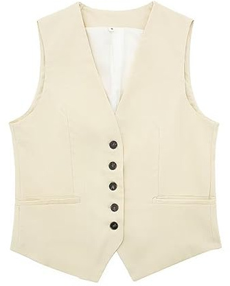 Linneväst dam kort, kostymväst dam vintage fritidsväst med knappar bikerväst ärmlös lastbilsväst rocker kort jacka lätt kofta enfärgad arbetsväst andas damväst, rosguld, M