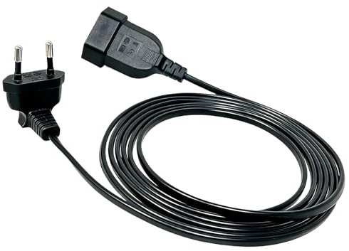 Flomiara 90 Grad Verlängerungskabel Flach, Verlängerungskabel mit Flachstecker, Flachstecker 2,5A/250V Stromkabel Typ-C Euro Stecker auf Typ-C Euro Buchse, für TV, Monitor, Lampen-Schwarz 3m