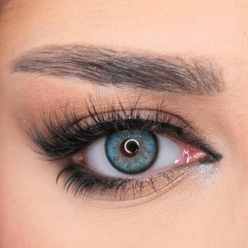 Venus® Lentilles Couleur Bleu Sans Correction - 0,00 Dioptries - Lentilles de Contact Annuelles Souples pour Femmes - Compatible avec les Lunettes - 1 Paire - 365 Jours - 14,2 mm - Turquoise Larimar