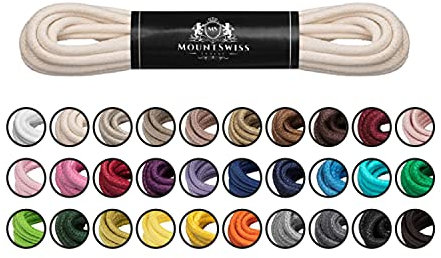 Mount Swiss Luxury Schuhbänder I Wasserabweisende und reißfeste Schnürsenkel rund ø 2-3 mm aus feiner Baumwolle/gewachst Farbe: Creamy, Länge: 100 cm