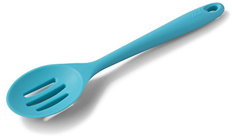 Zeal Silicone Non-Stick Slotted Kitchen Cooking Spoon, Heat-Resistant Perfect for Stirring, Serving, Scooping, Draining and Mixing, 28cm, Aqua Blue