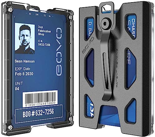 GOVO T4 Badge Holder/Wallet - Durable Polycarbonate ID/Credit Holder with Metal Clip and 4 Cards Slot (Holds 1to 4 Cards) Black