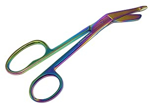 Lister Bandage Scissors in One Large Finger Ring, Nurse Vet Tech Gift Made of Stainless Steel First Aid, Used For Cutting Gauze, Tape, Clothing Bandages (7.25 - Multi)