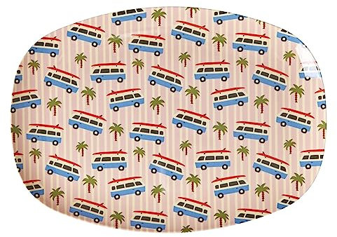 Rice Ovaler Teller aus Melamin mit Palmen und Minivan