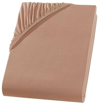 Visaggio Mikrofaser Spannbettlaken 180x200-220 + 40 cm Boxspringbett Nougat Microfaser Polyester Spannbetttuch Bettlaken