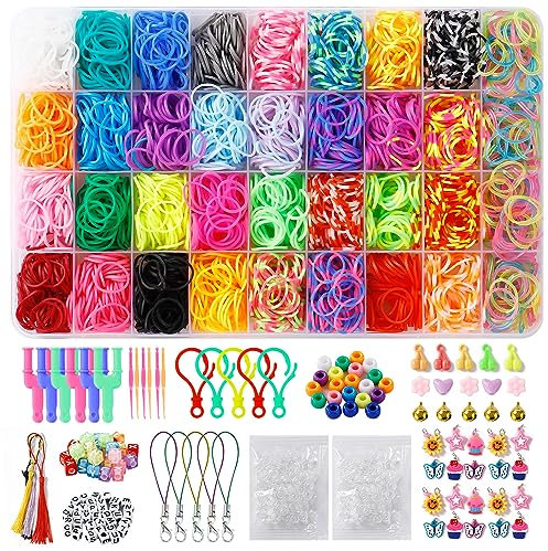 Nuangoo 2600+ Loom Bänder Set, 36 Farben Loops Gummis mit Zubehör und Aufbewahrungs Box,Geeignet für die Herstellung von DIY-Armbändern, geeignet für Weihnachtsgeschenke für Kinder