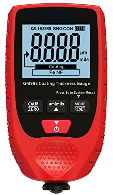 GM998 Backlight Film Thickness gauge Car Paint Tester Coating Thickness Gauge NF paint tester(Rojo)