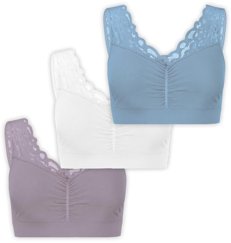 UnsichtBra Bustier da donna senza ferretto con pizzo | Top bustieria confortevole con pizzo fine | Reggiseno morbido senza ferretto | Reggiseno per dormire e allattamento, S