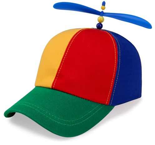 TaleMoon Casquette Hélice,Chapeau Hélice Colorée,Casquette Ventilateur,Chapeau D'hélicoptère pour Adultes Enfant, Drôle Casquette de Baseball pour Les Soirées à Thème du Carnaval- Taille Réglable