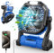 PDBEST Batteriebetriebener Ventilator 20000mAh Kabellos, Wiederaufladbarer Tragbarer Ventilator mit LED-Laterne, Tischventilator, USB-C-Akku Campingventilator für Reisen, Strand, Blau