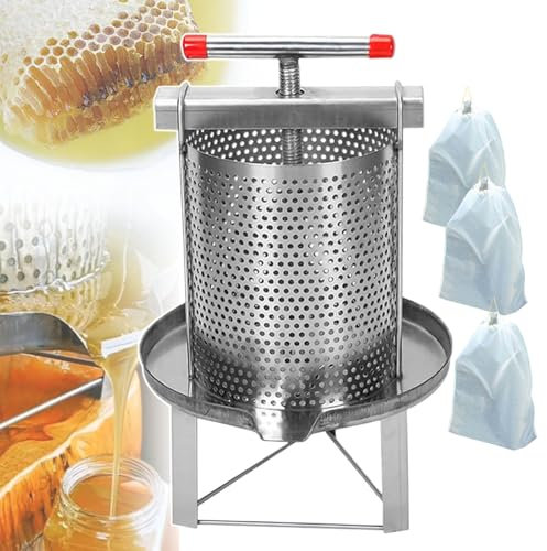 pealiritansemen Honigpresse, Manueller Honigabscheider Aus Edelstahl Mit 3 Honigfiltern, Dreieckige Basisstütze, Honigschleuder Zum Auspressen Von Honigwaben, Für Bauernhöfe, Bienenhäuser, Fabriken