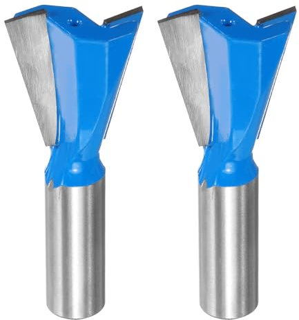 QUARKZMAN 2pz Fresa per Dovetail 1-1/8 Diametro 1/2 Asta Carburo di Tungsteno 14 Gradi Fresa per Giunti Dovetail per Cassetti e Mobili Falegnameria Finitura di Buona qualità