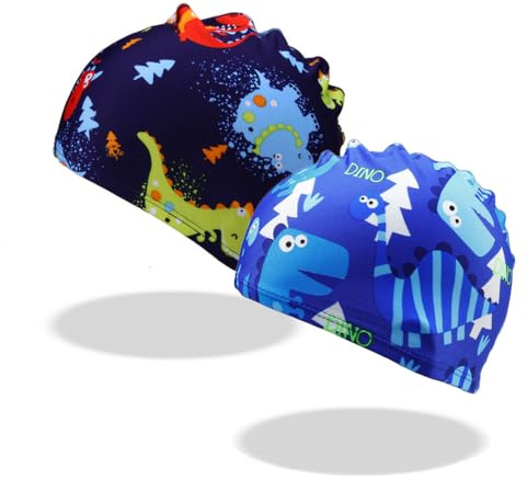 THXFUNAREA Bonnet de Bain Enfants x 2 - Bonnet Piscine Enfant, Bonnet de Bain Bebe Garçons Filles pour 4-10 Ans