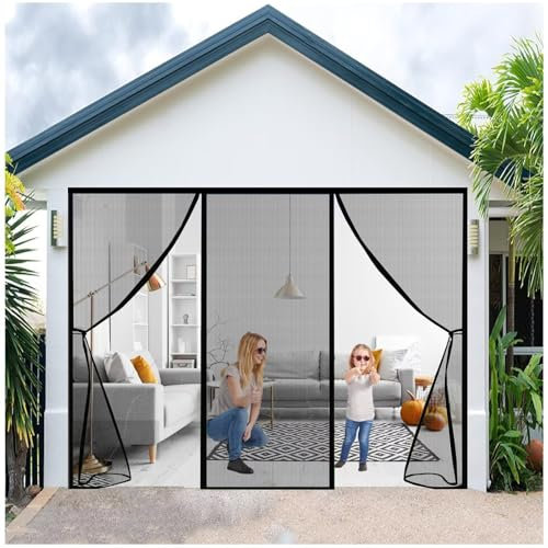 W245xH265cm Insektenschutz Fliegengitter Rollo Tür Insektenschutzrollo,Schwarz mit Heavy Duty Mesh und Full Frame Klettverschluss