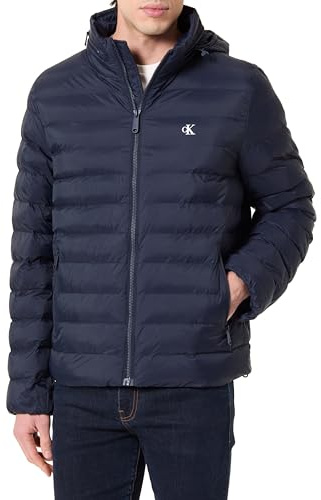 Calvin Klein LS NYLON LT WT CAPPUFFER FZ PUFFER LV04RC511G Giacche, BLU (Zaffiro scuro), L, Blu (Zaffiro scuro), L