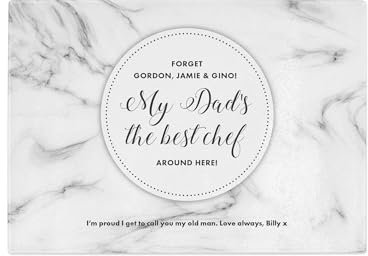 Tabla de cortar personalizada de cristal de mármol (20 x 28,5 cm), texto personalizado, regalo divertido para el día del padre, cumpleaños