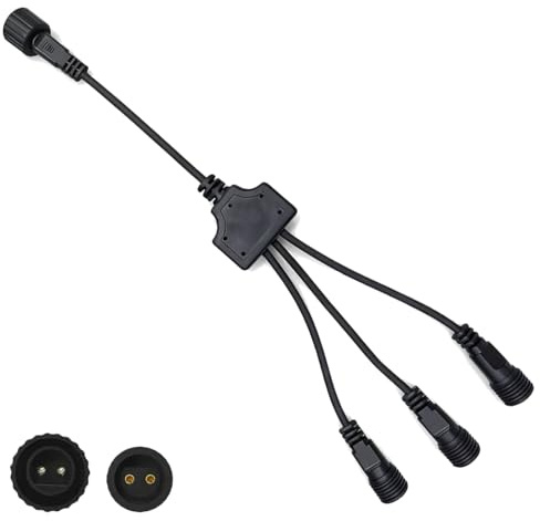 Dekofun Connettore Luci Natale 2 Pin Splitter Per Luci Natalizie, 1-a-3 Connettori Trasformatore, Connettore Elettrico IP65 Impermeabile Sdoppiatore Per Catena Luminosa Natalizia da Esterno