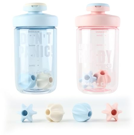 Greyoe 2 pièce Proteine Shaker Protein 500ml, Fitness Hommes et Femmes Sport Haute Shaker de Haute Qualité Tritan+PP+Silicone,