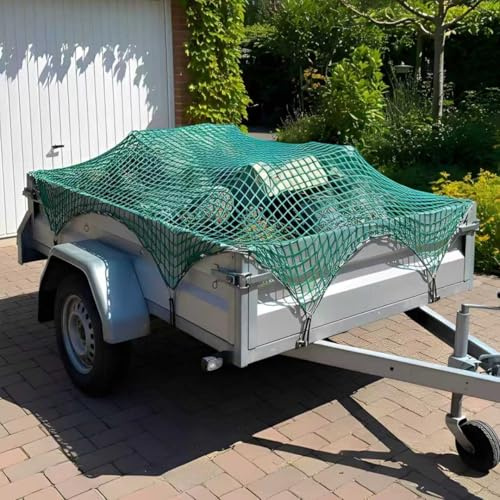 Rete per Rimorchio, Poliestere rinforzato, Rete per Carrello Rimorchio Con ganci, Anti-groviglio, Cargo Net a Maglia Fine per Fissare il Carico (Verde, 200 × 300 cm)