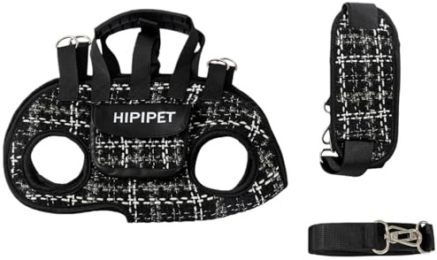 Nexuso Sac De Transport pour Animaux HIPIPET, Sac À Bandoulière Portable avec Laisse, Sac À Bandoulière, Adapté Aux Petits Chiens Et Chats De 1,8 À 8,2 Kg-Black+||S