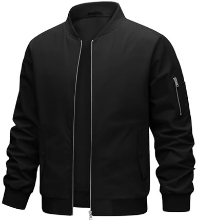 heekpek Veste Homme Blouson Printemps Eté Coupe Vent Décontractée de Travail Veste Legere Homme Imperméable Bomber Cargo avec Poches Zippées,Noir,XL
