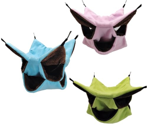 WOONEKY Set da 3 Amache Sospese in Peluche per Criceti Letto Riscaldante a Tre Strati 30X30 CM Forniture per Piccoli Animali Domestici Lavabili in Lavatrice Colori Assortiti Blu