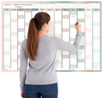Agenda da parete 2026 e 2027, formato A1, calendario accademico annuale, grande planner annuale da agosto ad agosto, pianificazione per anno accademico, scuola, ufficio, lavoro, poster 59,4 x 84,1 cm