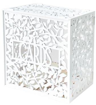 JTKSSCS Grande Scatola per Matrimonio Scatola for biglietti di nozze bianca, in legno cavo con fessura, porta auguri fai da te for decorazioni nuziali