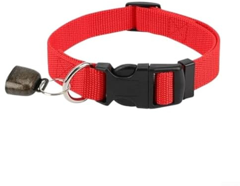 Collier de chèvre réglable avec clochette, sangle de cou en nylon pour moutons, bétail, chevaux, harnais de sécurité pour pâturage de petite à grande taille (rouge)