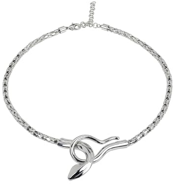 Breil, Collezione Cobra, Collana da donna in acciaio lucido, design animale, elemento centrale a forma di serpente, accessorio vistoso, lunghezza regolabile 42-45 cm, colore argento