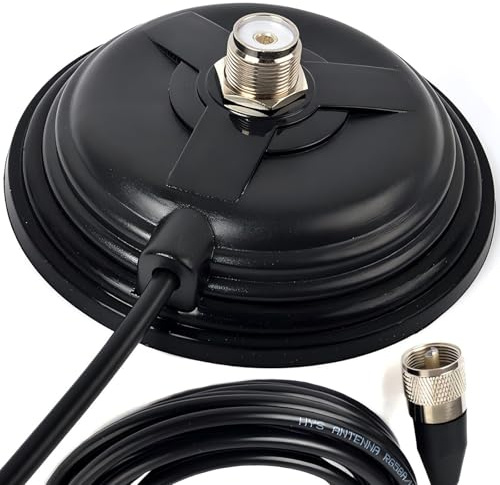 HYS TC-110M CB/VHF/UHF/HF Ham Radio Antenna Magnet Mount SO-239 Connection Style W/5M(16.4ft) RG58 Coaxial Cable PL-259 Plug