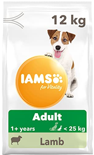 IAMS Hundfoder torr med lamm – torrfoder för vuxna hundar från 1 år, lämplig för små och medelstora hundar, 12 kg
