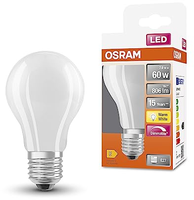 Osram LED SuperStar Classic A60 Dimmbare LED Lampe für E27 Sockel, Birnenform, GL FR, 806 Lumen, warmweiß (2700K), Ersatz für herkömmliche 60W Glühbirnen, 1er-Pack