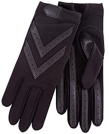 Isotoner® Ladies Original Stretch Gloves, SmarTouch™ Touchscreen Technology, Brushed Lining for Warmth, Lightweight, Comfortable Fit, Hand Wash Only, Black, One Size