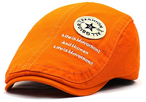 WQZYY&ASDCD Béret Casquette Chapeau Casquette D'Étiquetage De Lettre De Mode pour Hommes Et Femmes, Casquette Avant en Coton, Chapeau-Orange_Adjustable