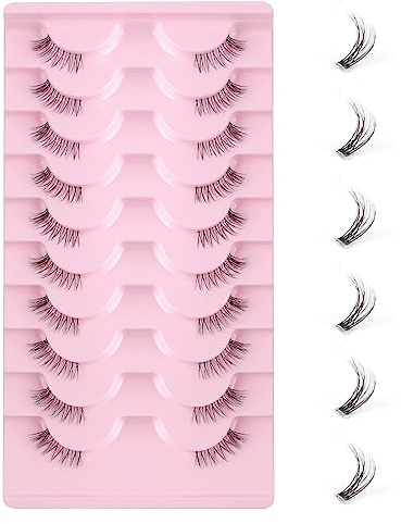 Oreola Half Lashes Wispy Clear Band Pestañas Aspecto natural 10 pares de pestañas de esquina ligeras Pestañas de ojo de gato suaves hechas a mano Pestañas de visón de imitación reutilizables