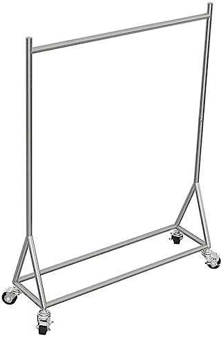 SKVLF Appendiabiti Porta Abiti Resistente con Ruote, Appendiabiti in Acciaio Inossidabile Argento, Base Triangolare, Organizzatore di Vestiti Portatile per Camere da Letto(Size:150X40X165CM)