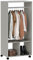 HOMCOM Open Wardrobe for Bedroom, Small Wardrobe on Wheels with Clothes Rail, Storage Shelves, Mobile Garment Rack for Clothes Storage, Cloakroom, Hallway, Grey
