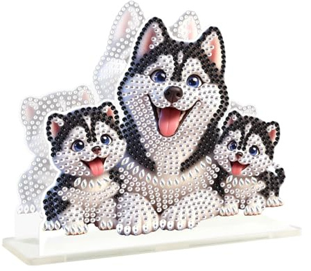 DCIDBEI Diamantmålning servetthållare 15 x 15 cm diamant målning handdukshållare för matbord målning anch siffror servettdispenser för restauranger kaféer kök hund servetthållare servettställ