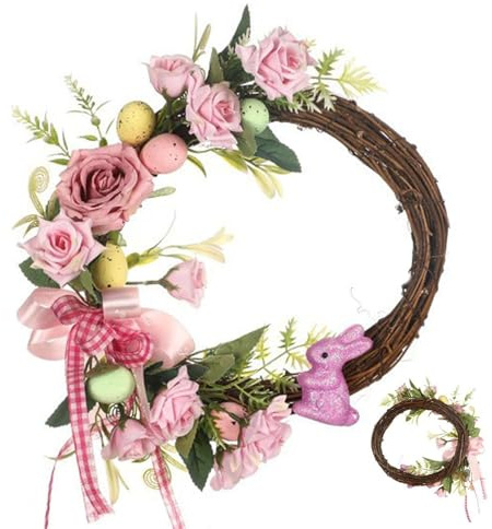 Corona Di Pasqua Artificiale, Ornamento Della Corona Di Pasqua Artificiale | Matrimonio E Appeso Cremagliera Corona Esterna Interna Per Porta D'ingresso, Camera Da Letto
