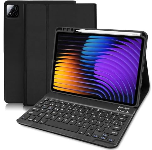 COEZFE Funda con Teclado para Xiaomi Pad 7/7 Pro 11.2 Pulgadas 2024, Español Ñ Magnético, Funda Teclado para Xiaomi Pad 7/7 Pro 11.2” 2024, Negro
