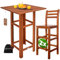 Casaria® Bartisch mit Barhocker Set Outdoor Indoor Holz Akazie 110x75x75cm Wetterfest Rustikal Massiv Garten Balkon Terrasse Möbel Stehtisch 2X Barhocker mit Lehne
