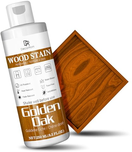 Golden Oak Wood Stain, 250ml Water Based Wood Stain, Matte Wooden Dye Fast Curing for Indoor and Outdoor Wooden Furniture, Doors, Window, Paneling, Cabinets Low Odor Non-Toxic & Long Lasting
