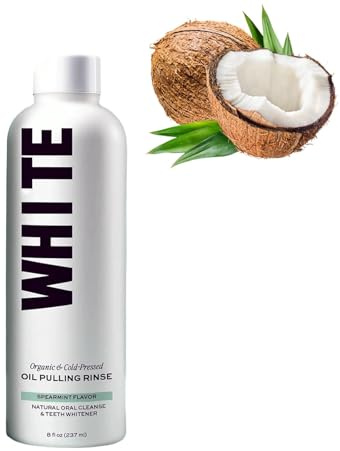 White Oil Pulling Rinse, Coconut Pulling Oil, Spearmint Oils Pullings Rinses —Natural Oral Cleanse & Teeth Whitener Spearmint and Coconut Oils Mouthwash, Cleans Deeply (1)