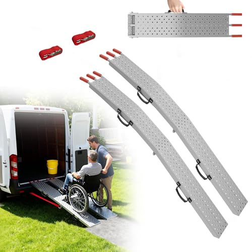 UISEBRT Lot de 2 rampes de chargement pliables - Charge maximale : 400 kg par paire - Antidérapantes - 195 x 22,5 x 4 cm - Pour ATV, quad, voiture, moto, remorque, tondeuse, tracteur à gazon